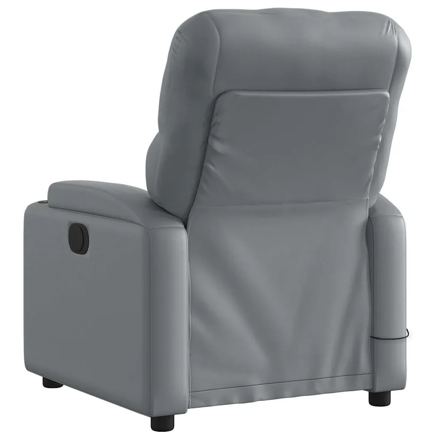Fauteuil de massage inclinable électrique gris similicuir - 5
