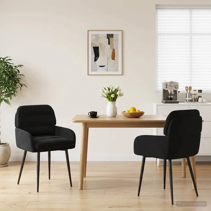 Chaises de salle à manger 2 pcs Velours Noir 59 x 59,5 x 90 cm
