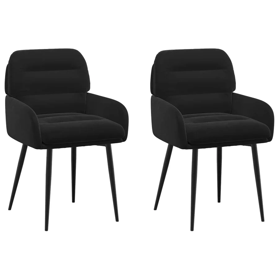 Chaises de salle à manger 2 pcs Velours Noir 59 x 59,5 x 90 cm - 2
