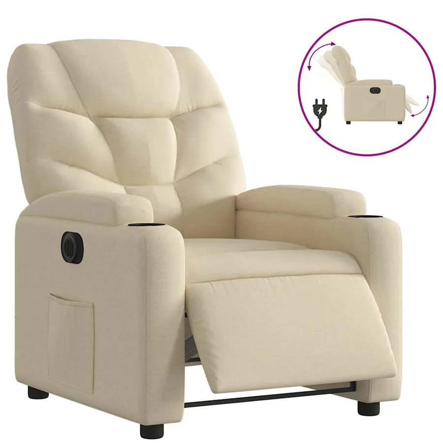 Fauteuil inclinable électrique Crème Tissu - 2