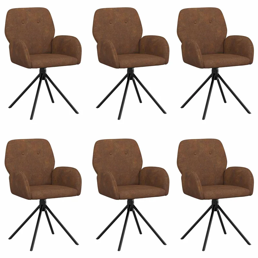 Chaises de salle à manger pivotantes 6 pcs Simili daim Marron - 2