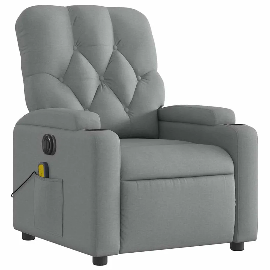 Fauteuil de massage inclinable électrique gris clair tissu - 4