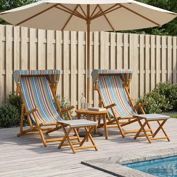 Chaise Longue 4 pcs 3 Position Bois d'eucalyptus massif