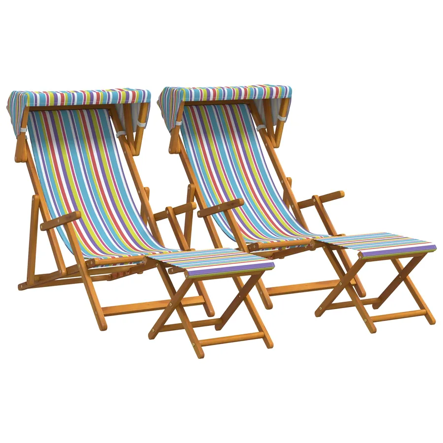 Chaise Longue 4 pcs 3 Position Bois d'eucalyptus massif - 2