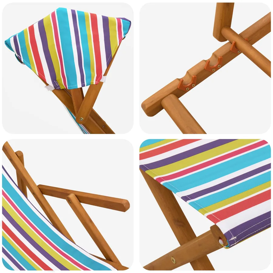 Chaise Longue 4 pcs 3 Position Bois d'eucalyptus massif - 5