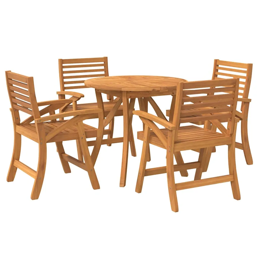 Ensemble à manger de jardin 5 pcs Bois d'acacia solide - 3