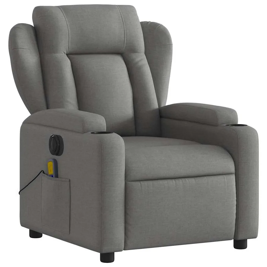 Fauteuil inclinable de massage électrique gris foncé tissu - 4