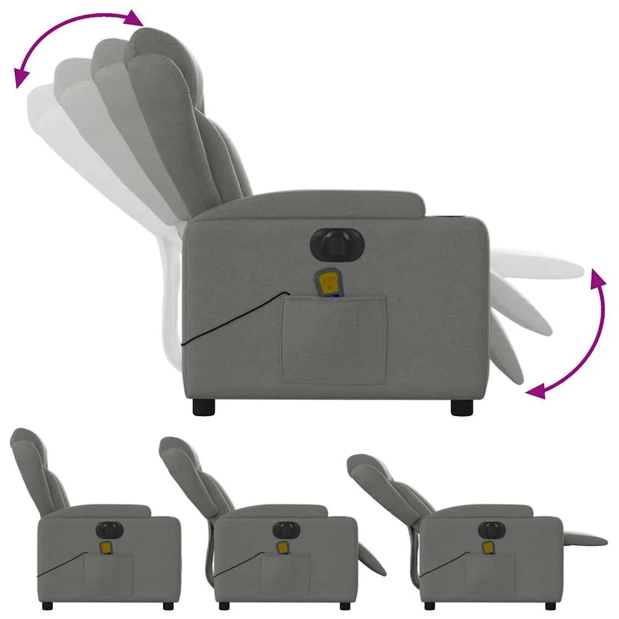 Fauteuil inclinable de massage électrique gris foncé tissu - 7
