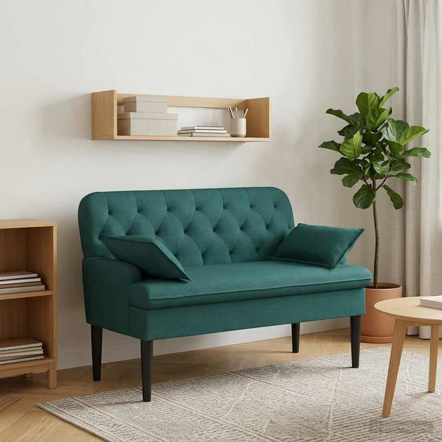 Canapé love seat avec capitonnage en boutons Vert foncé Tissu