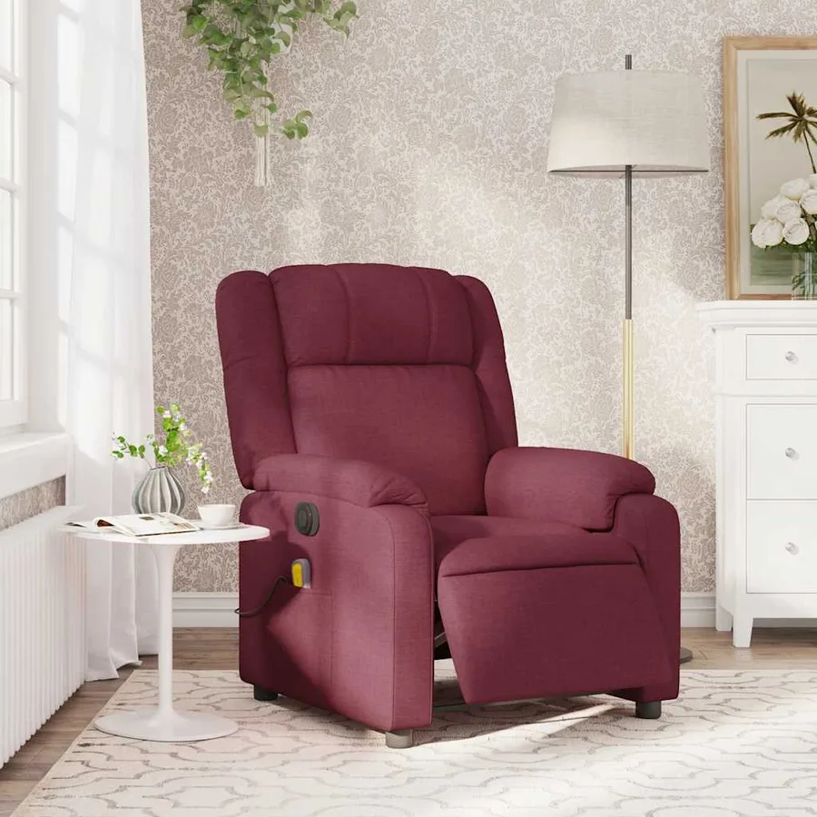 Fauteuil de massage inclinable électrique Rouge bordeaux Tissu - 15