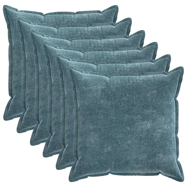 Housse de coussin 6 pcs HOUTEN Bleu 70 x 70 cm Tissu Chenille