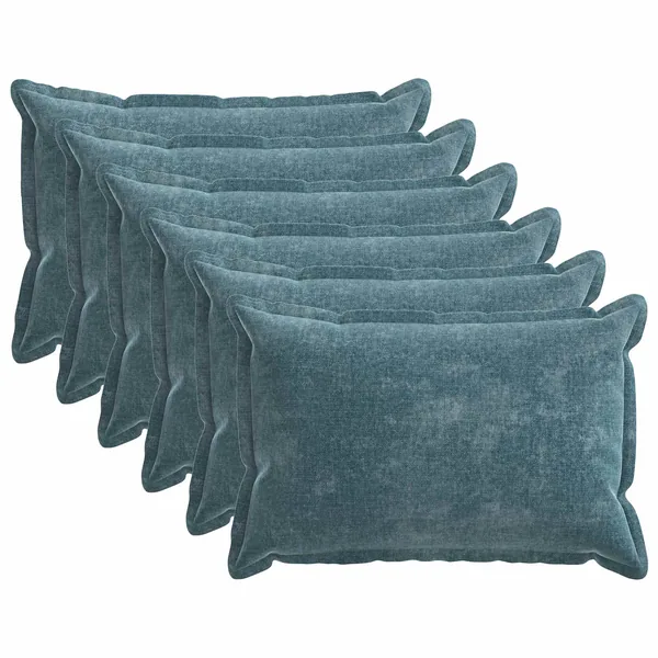 Housse de coussin 6 pcs HOUTEN Bleu 40 x 60 cm Tissu Chenille