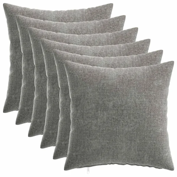 Housse de coussin 6 pcs HEERLEN Gris foncé 35 x 35 cm