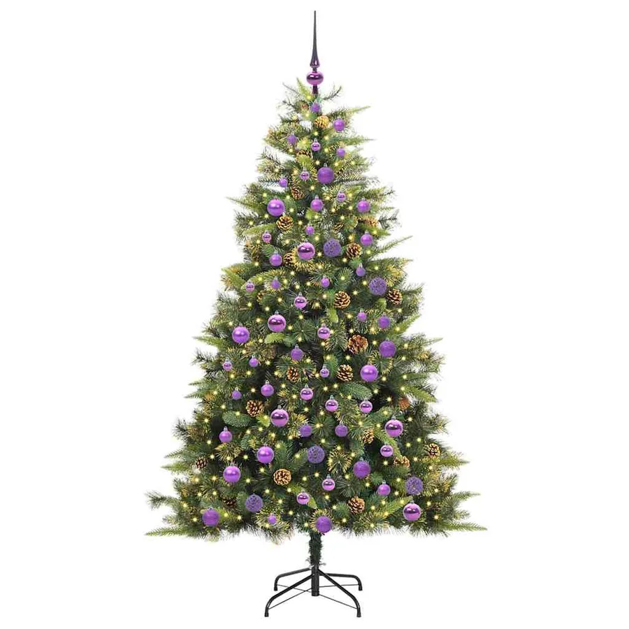Sapin de Noël artificiel avec branches pliables et cônes 180 cm - 3
