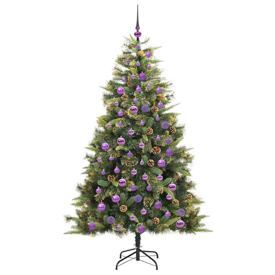 Sapin de Noël artificiel avec branches pliables et cônes 180 cm - 4