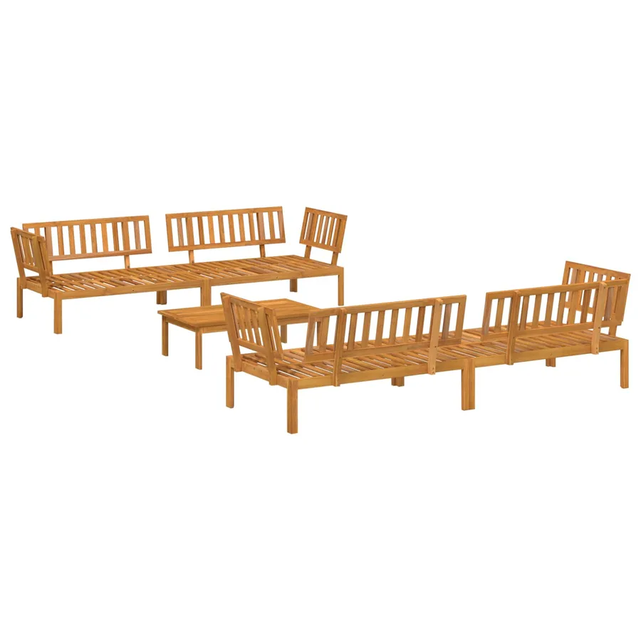Ensemble de Canapés Uni 5 pcs Beige Bois d'Acacia Massif - 3