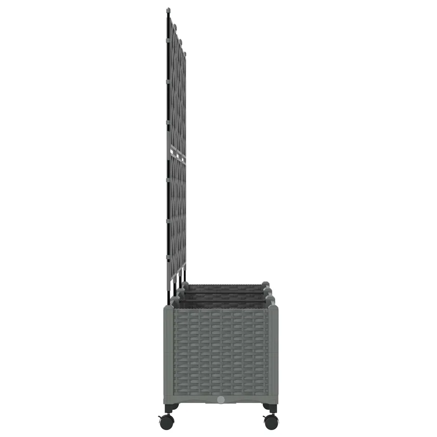 Bac de jardin avec treillis et roues 3 pc Gris clair PP - 3