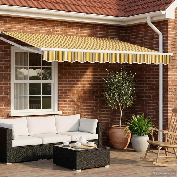 Auvent rétractable électrique Jaune et Gris 3 x 2 m