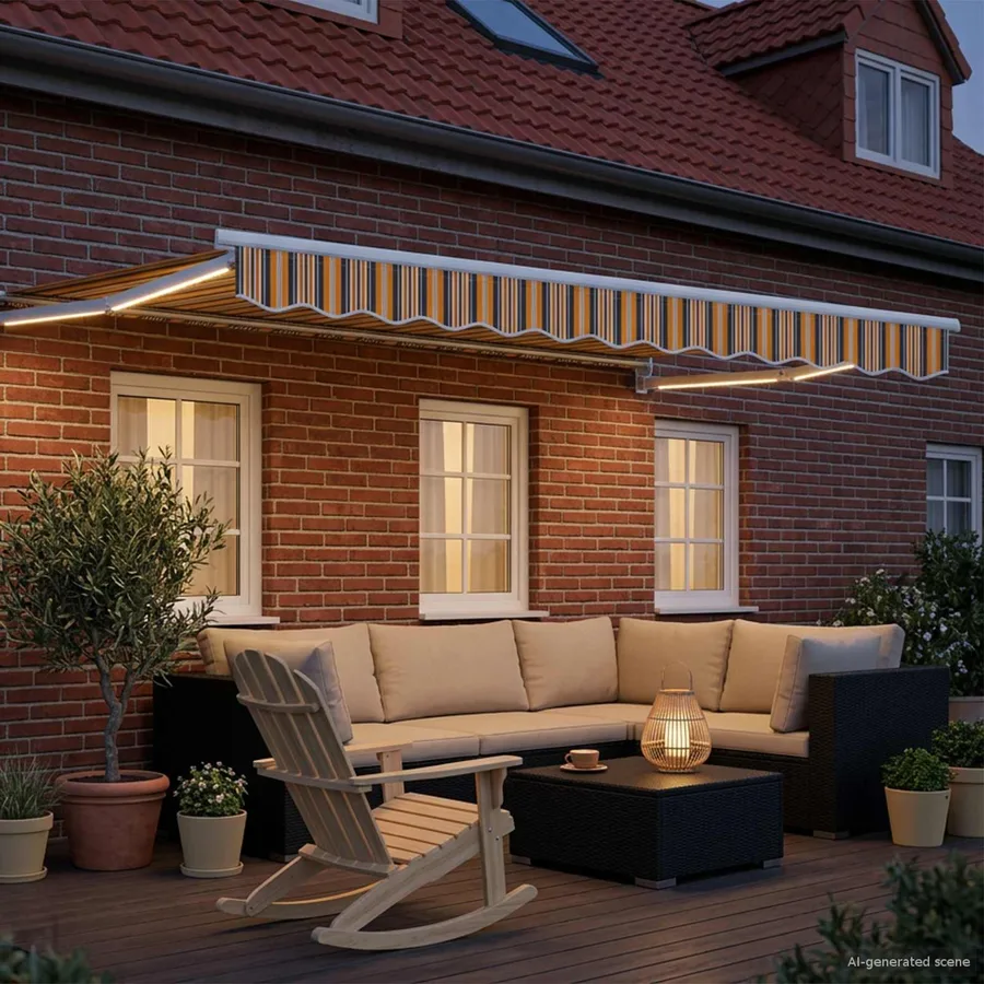Auvent rétractable électrique Jaune et Gris 3 x 2 m - 3