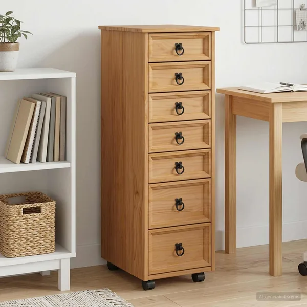 Cabinet Roulant avec Tiroirs CORONA Brun Miel
