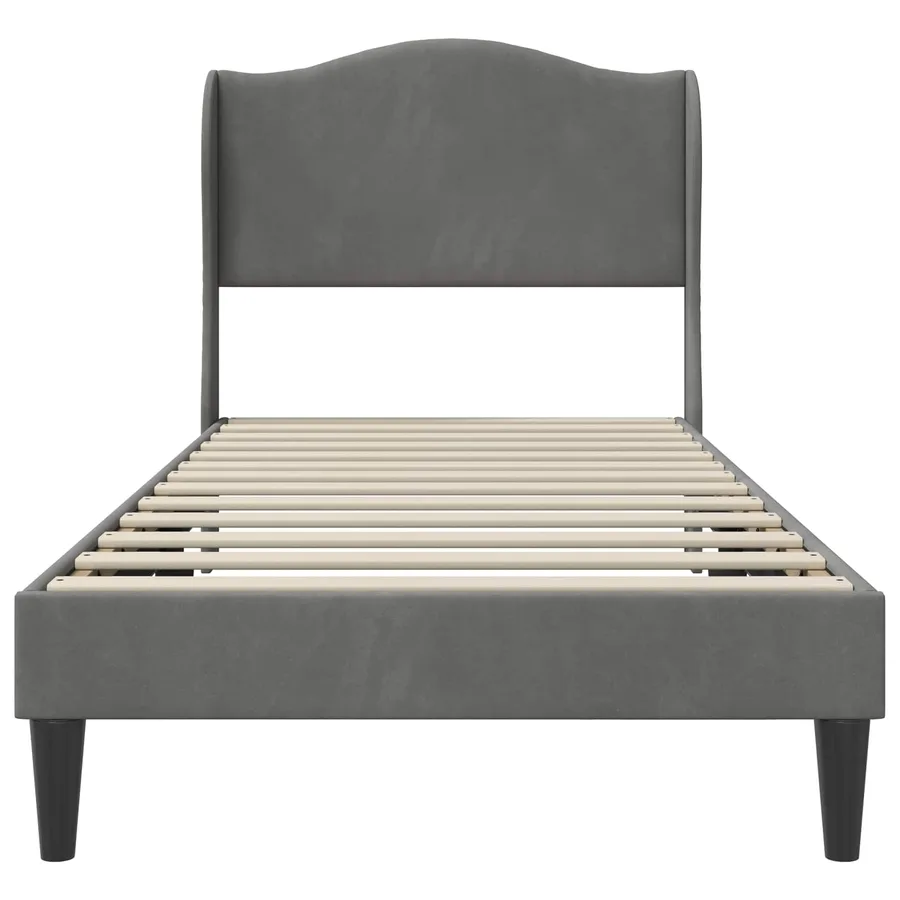 Cadre de lit avec tête de lit Gris foncé 90 x 190 cm Velours - 4