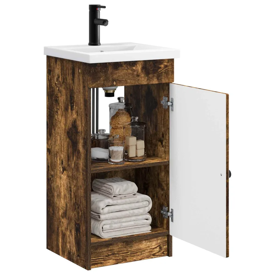 Meuble de salle de bain avec évier Chêne fumé 42 x 40 x 84,5 cm - 3