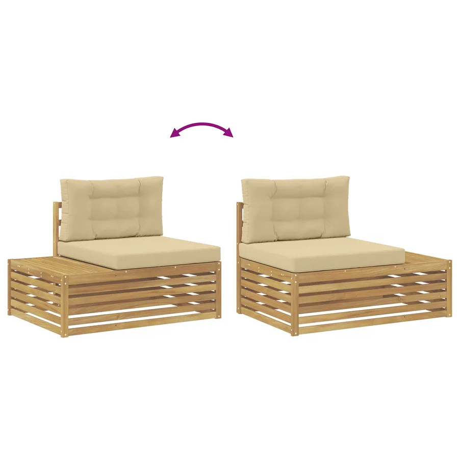 2 pcs Ensemble de canapés d'extérieur Polyester Blanc - 6