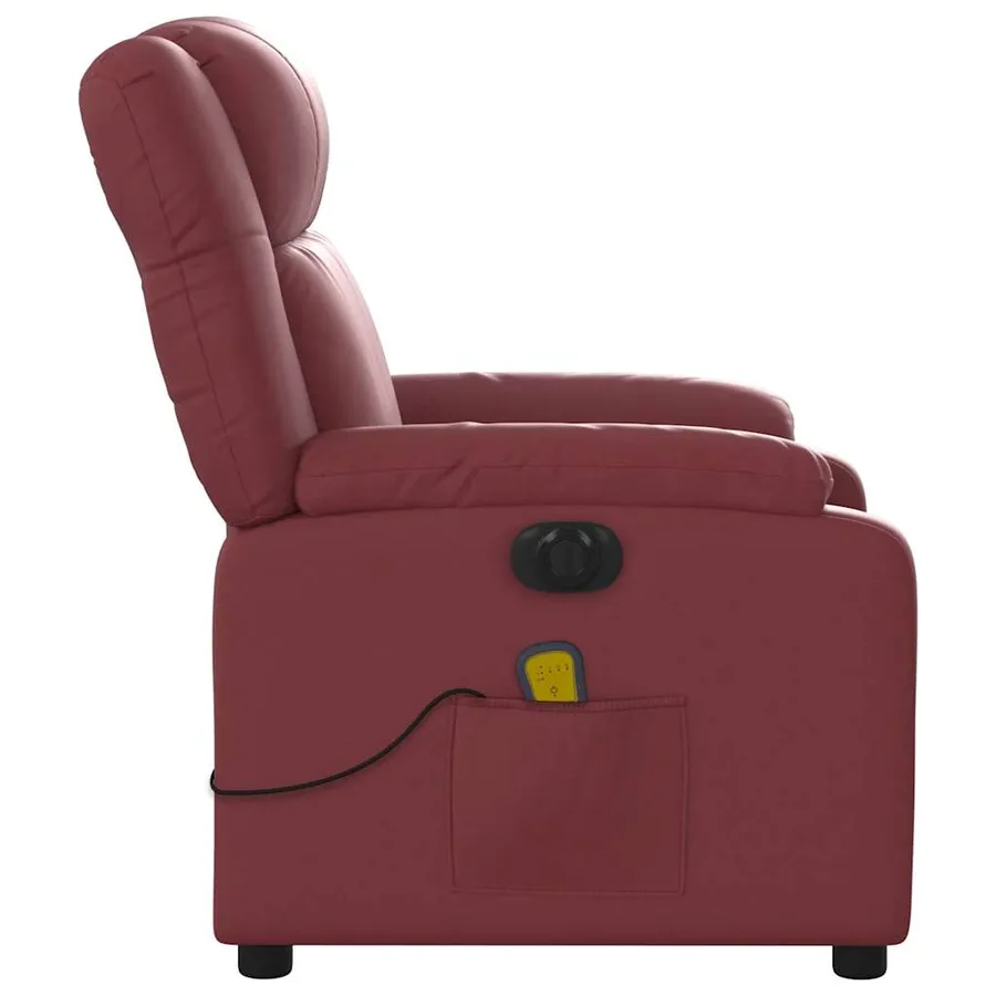 Fauteuil de massage inclinable électrique rouge bordeaux - 10