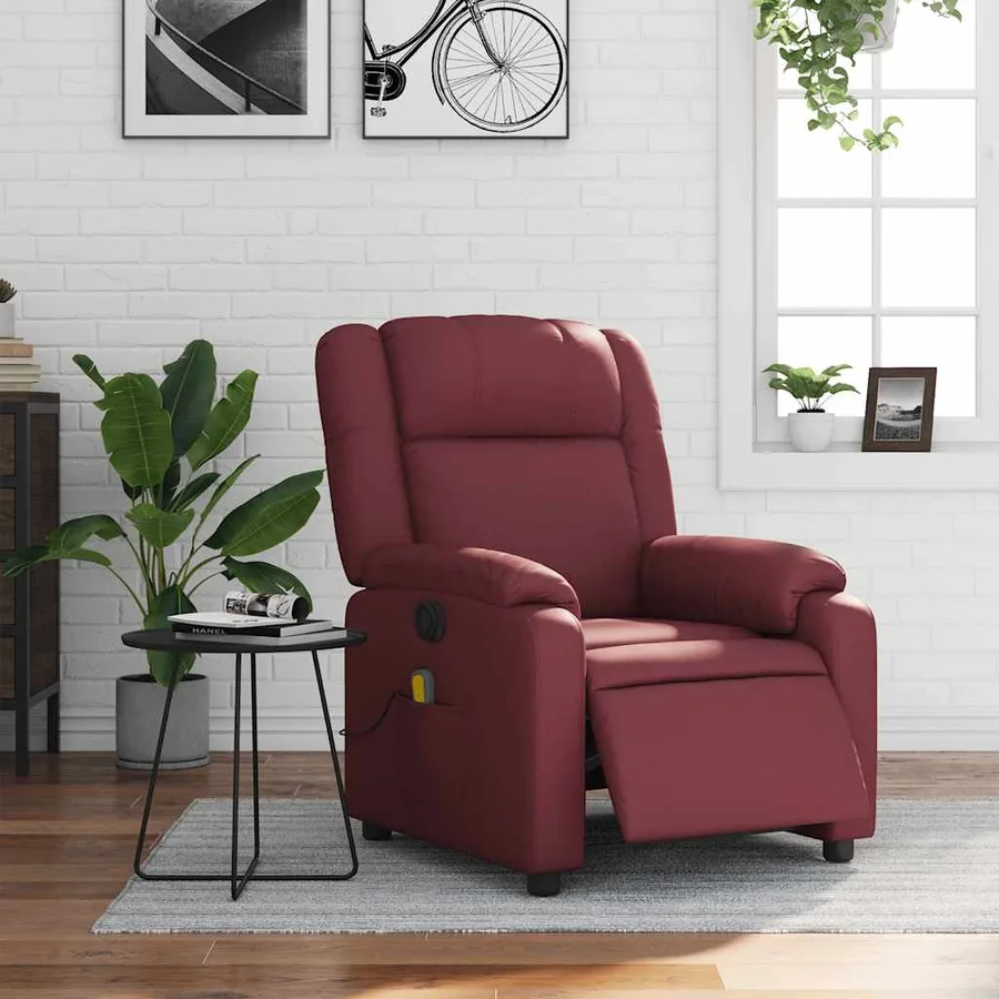 Fauteuil de massage inclinable électrique rouge bordeaux - 16