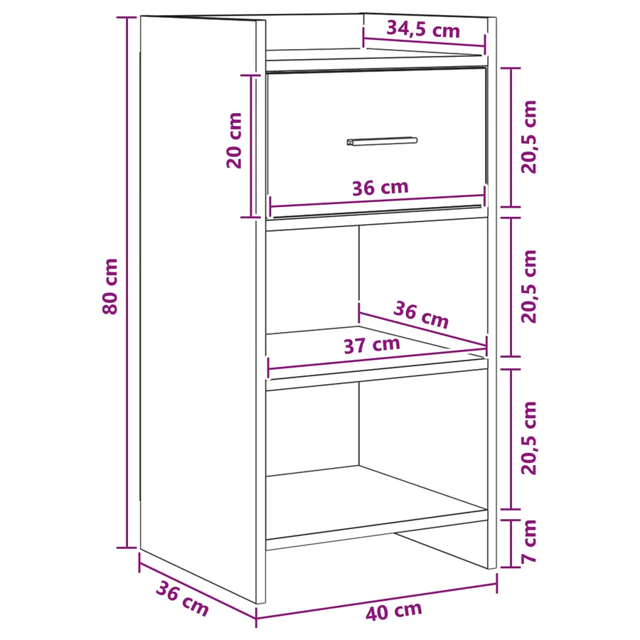 Buffet Sonoma gris 40 x 36 x 80 cm Bois d'ingénierie - 9