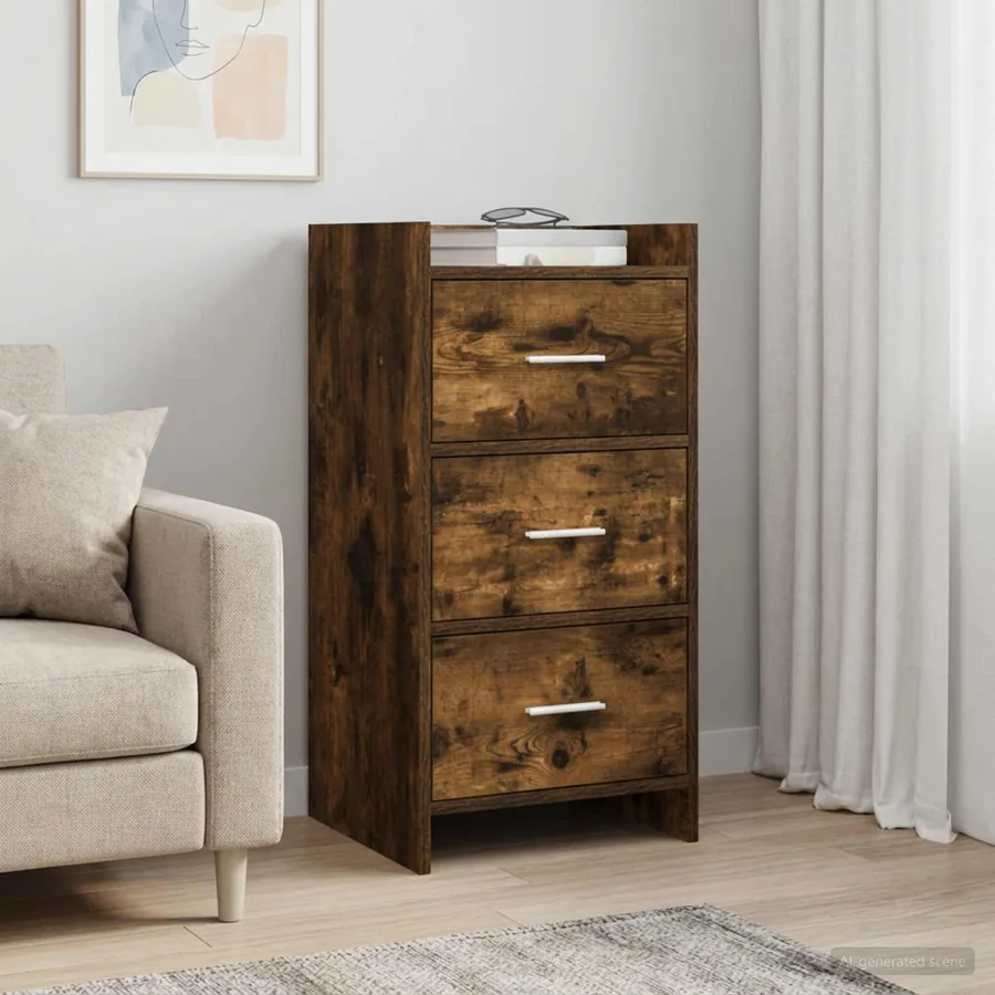 Buffet Chêne fumé 40 x 36 x 80 cm Bois d'ingénierie