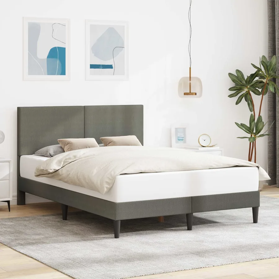 Cadre de lit Gris clair 140 x 200 cm Tissu en velours côtelé