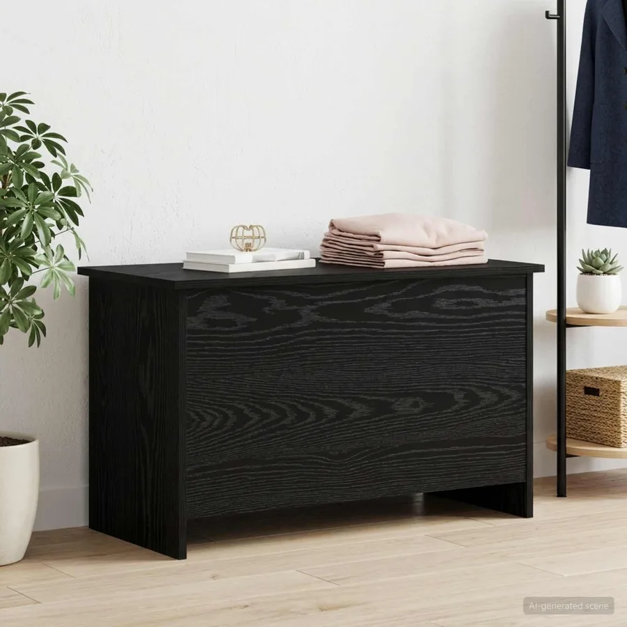 Coffre de rangement avec stockage Chêne noir 80 x 40 x 50 cm - 4