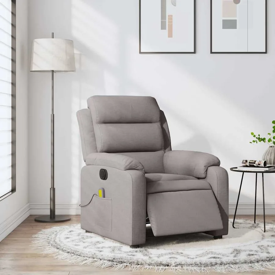 Fauteuil de massage inclinable électrique Taupe Tissu - 16