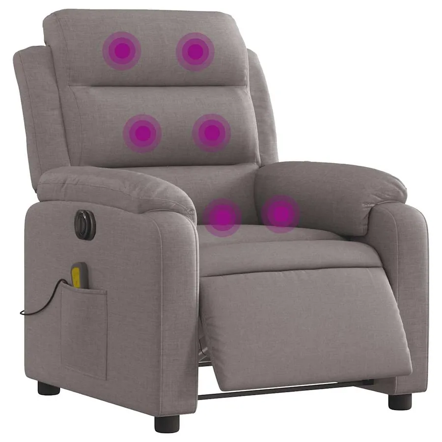 Fauteuil de massage inclinable électrique Taupe Tissu - 3