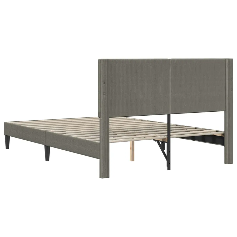 Cadre de lit Gris clair 120 x 200 cm Tissu en velours côtelé - 6