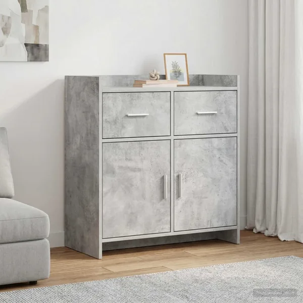 Buffet Gris béton 75 x 36 x 80 cm Bois d'ingénierie