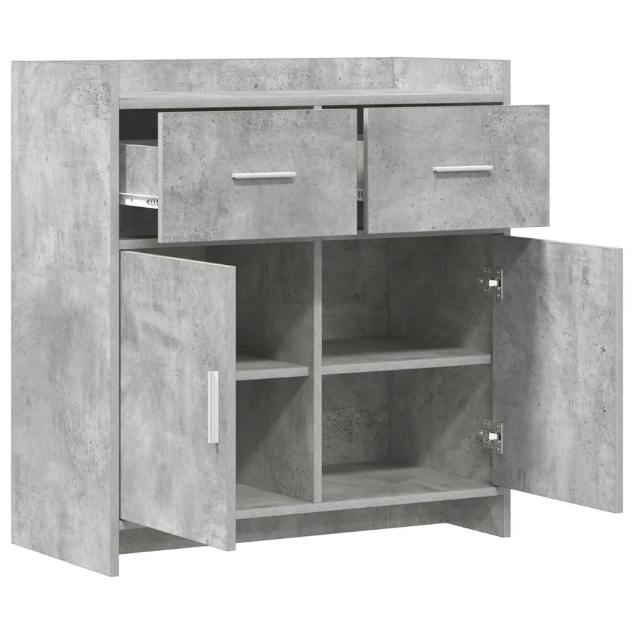 Buffet Gris béton 75 x 36 x 80 cm Bois d'ingénierie - 4