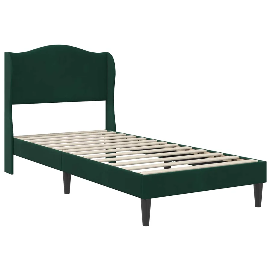 Cadre de lit avec tête de lit Vert foncé 80 x 200 cm Velours - 4