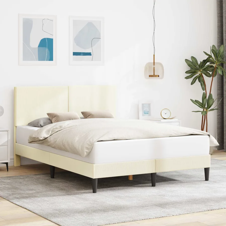 Cadre de lit Crème 120 x 200 cm Tissu en velours côtelé