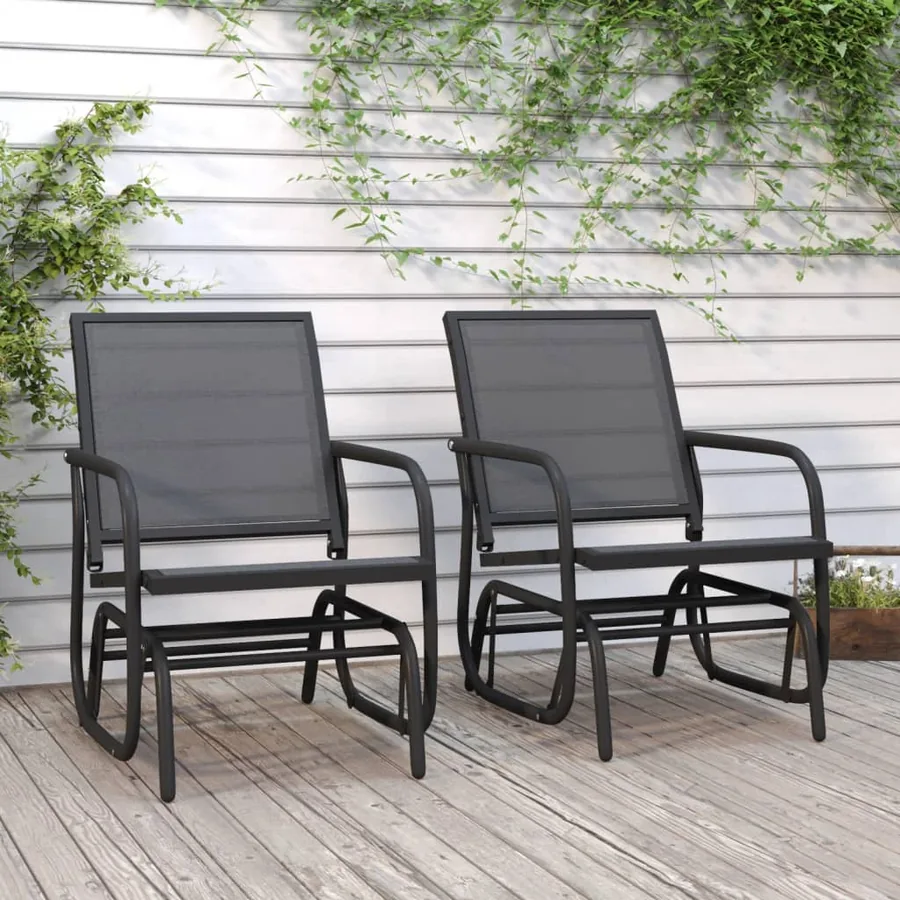 Chaises oscillantes de jardin lot de 2 noir 61x76x87 cm