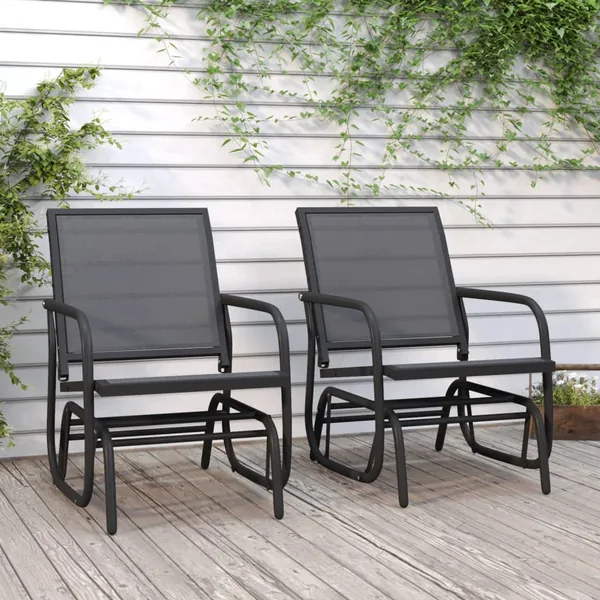 Chaises oscillantes de jardin lot de 2 noir 61x76x87 cm