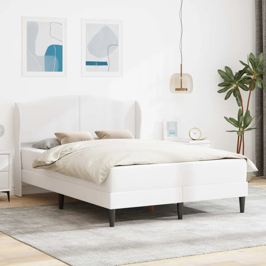 Cadre de lit avec tête de lit Blanc 140 x 200 cm Simili cuir