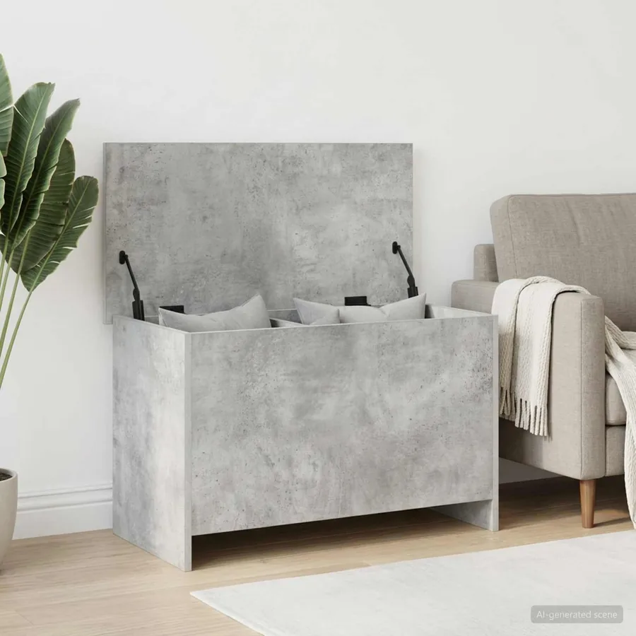 Coffre de rangement avec stockage Gris béton 80 x 40 x 50 cm
