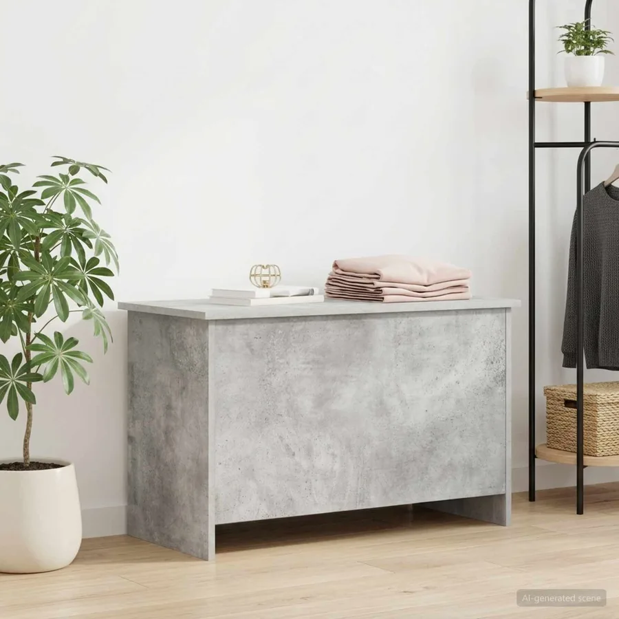 Coffre de rangement avec stockage Gris béton 80 x 40 x 50 cm - 4
