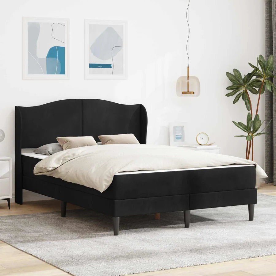 Cadre de lit avec tête de lit Noir 140 x 200 cm Velours