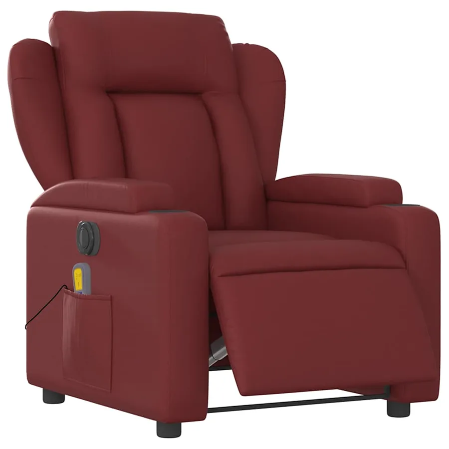 Fauteuil de massage inclinable électrique rouge bordeaux - 3