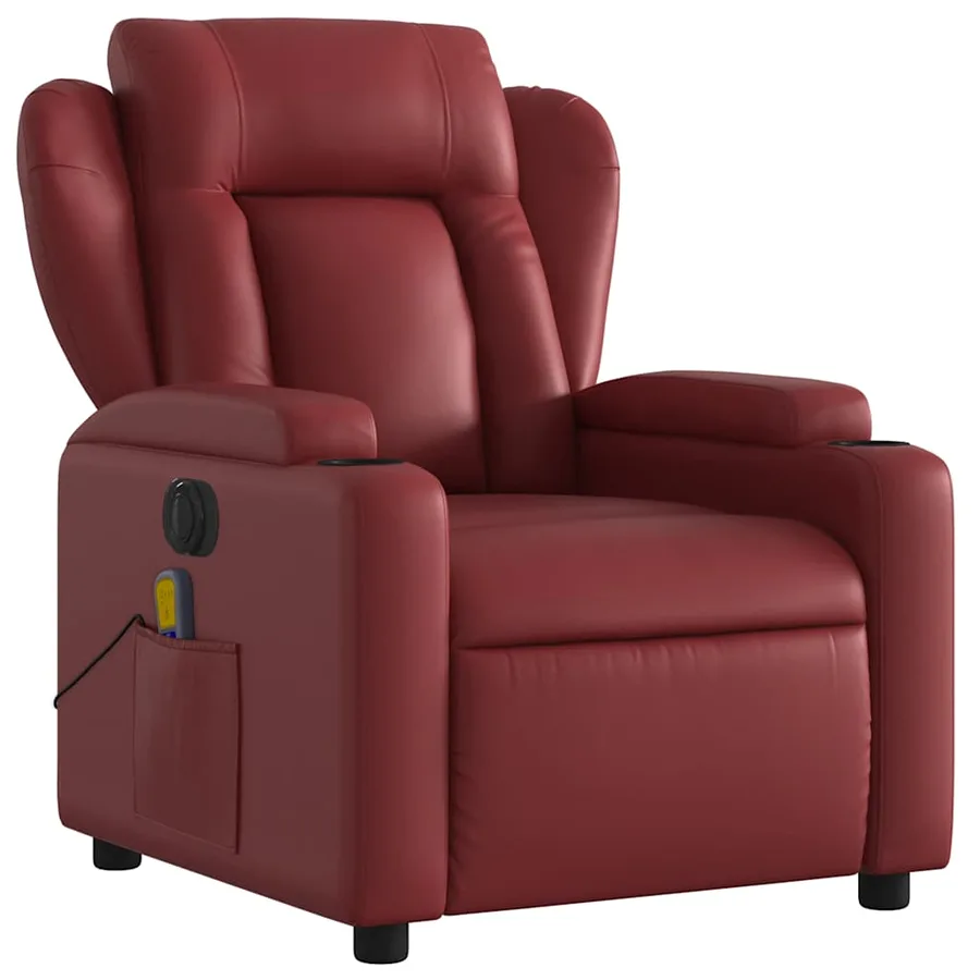 Fauteuil de massage inclinable électrique rouge bordeaux - 4