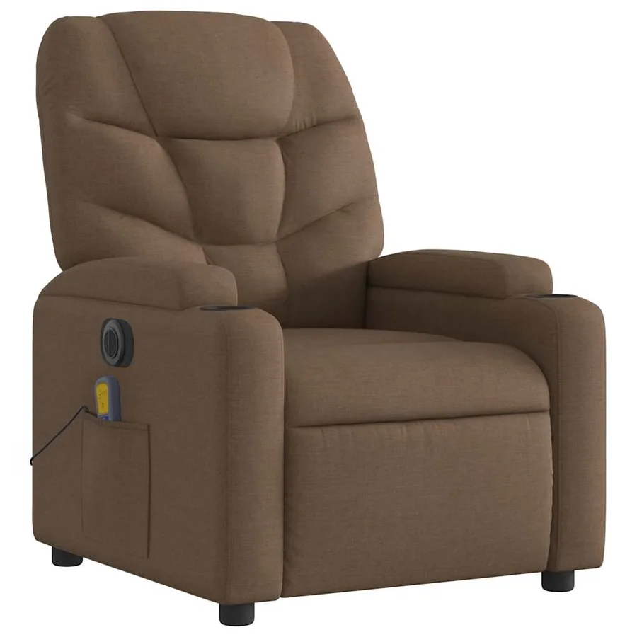 Fauteuil inclinable de massage électrique marron tissu - 4