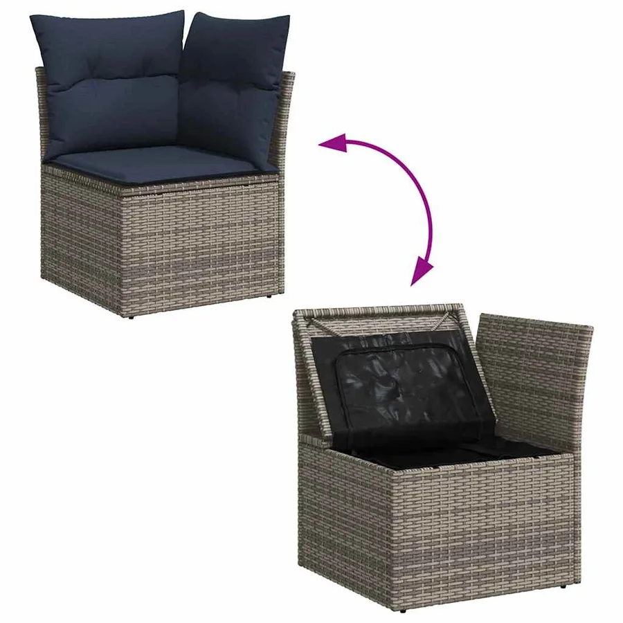 Ensemble de Canapés avec coussin 3 pcs polyrotin - 14